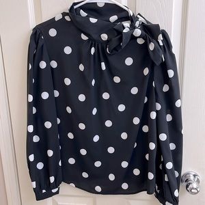 Long sleeve polka dot blouse